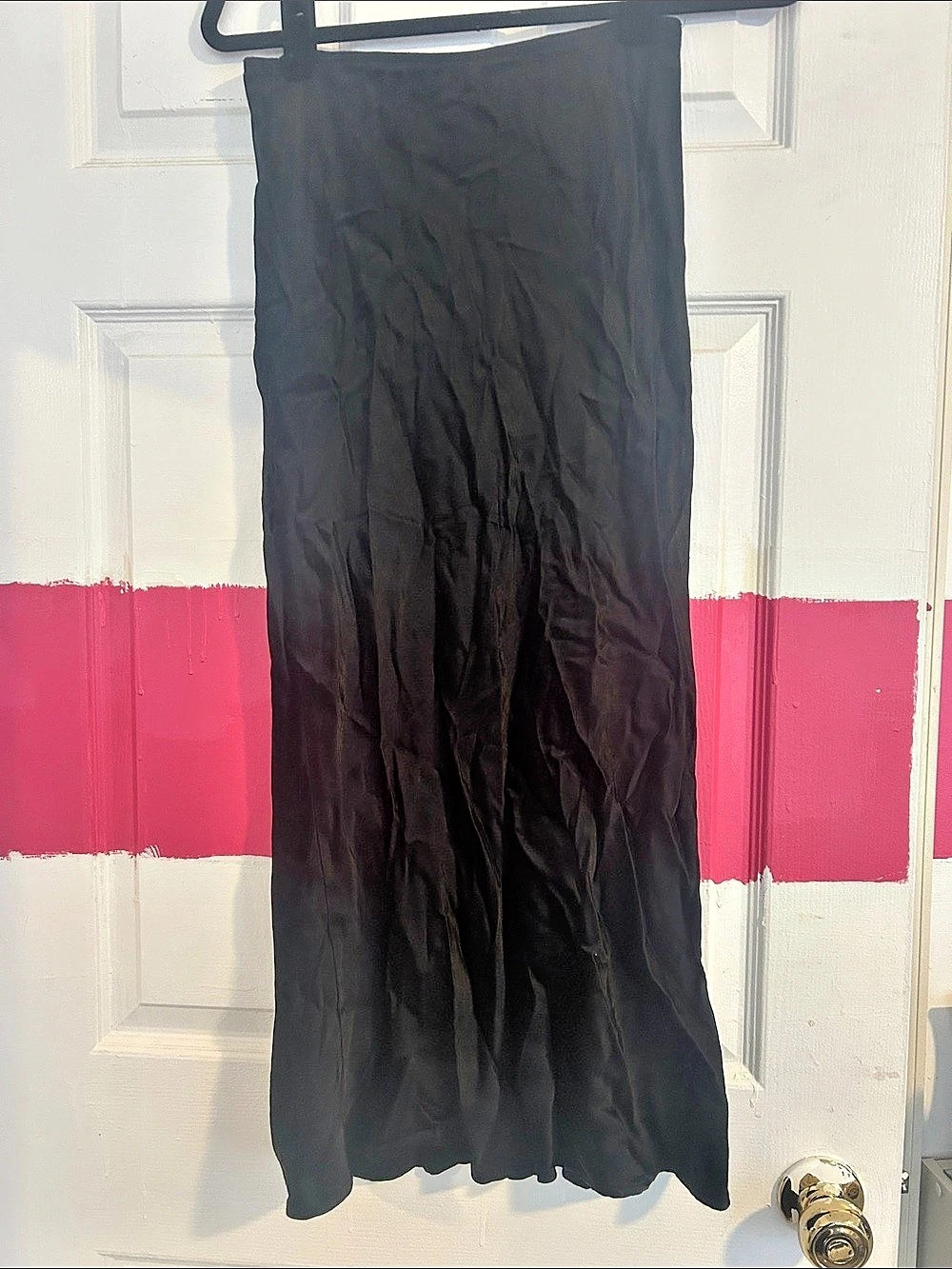 TOPSHOP Black Midi Satin Slip Skirt